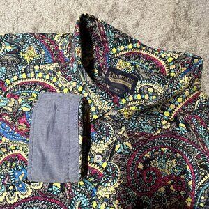 Cremieux‎ Premium Denim Paisley  Long Sleeve Button-Down Shirt 3XT Flip Cuff